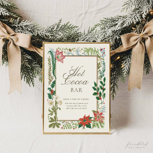 Vintage Botanical Christmas Hot Cocoa Bar Sign