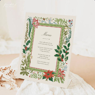 Vintage Botanical Christmas Menu Pedestal Sign