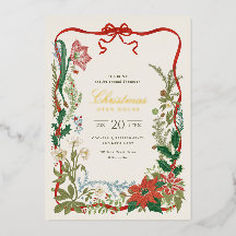 Vintage Botanical Christmas Open House Invitation