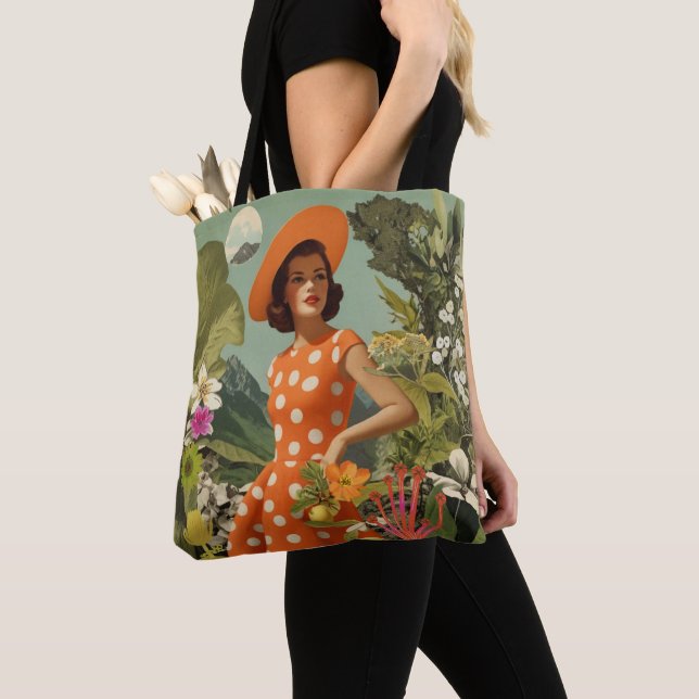 Vintage Botanical Collage Tote Bag (Close Up)