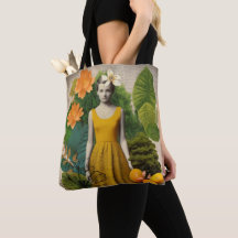 Vintage Botanical Collage Tote Bag