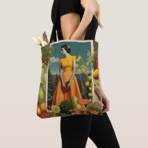 Vintage Botanical Collage Tote Bag