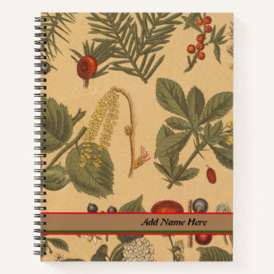 Vintage Botanical Customizable Name  Notebook