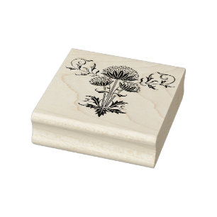 Vintage Botanical Dandelion Seed Heads Graphic Rubber Stamp