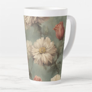 Vintage botanical design large latte mug
