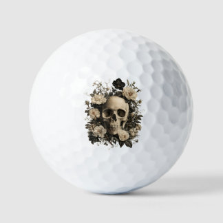 Vintage Botanical Design Of A Human Skull Golf Balls