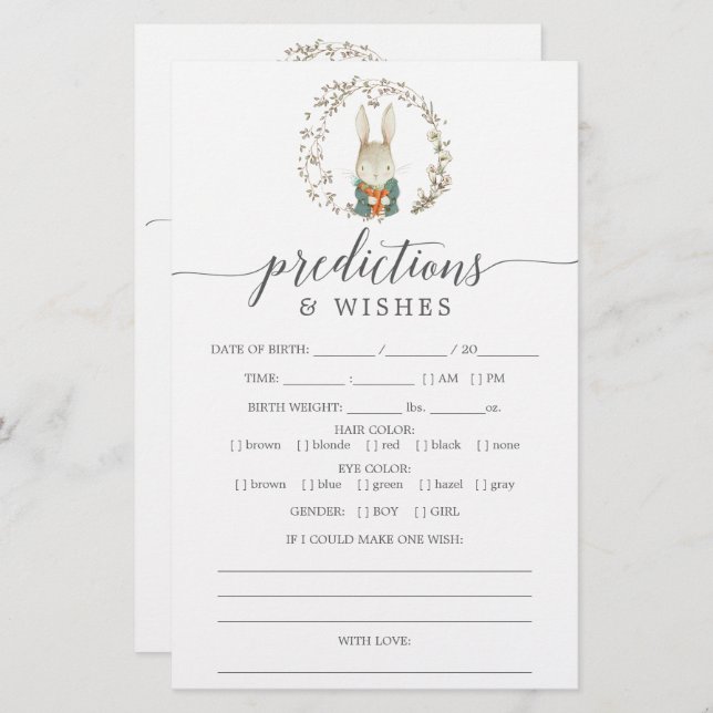 Vintage Botanical Double Sided Baby Shower Games (Front/Back)