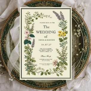 Vintage Botanical Elegant Wedding Invitation
