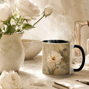 Vintage Botanical Ephemera Floral Collage Mug