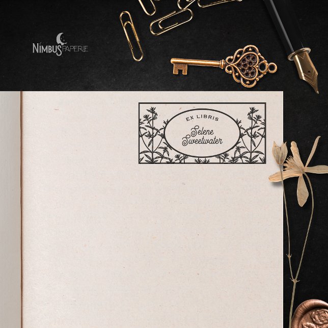 Vintage Botanical Ex Libris Bookplate Rubber Stamp (Creator Uploaded)