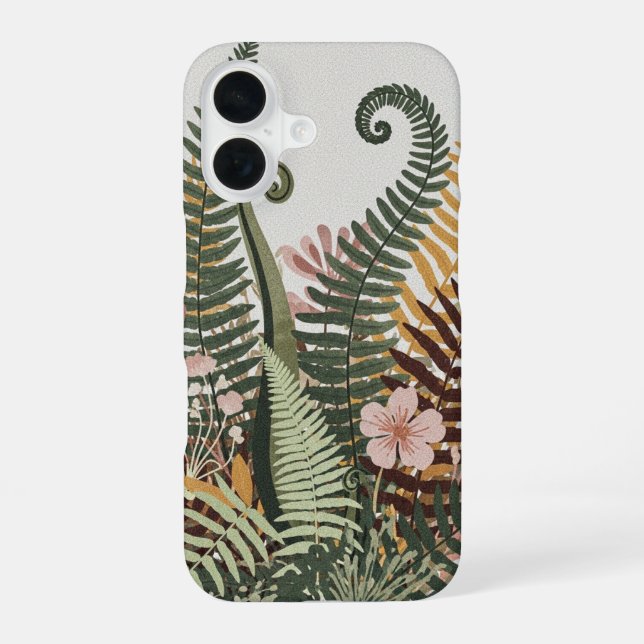 Vintage Botanical Ferns iPhone 16 Case (Back)