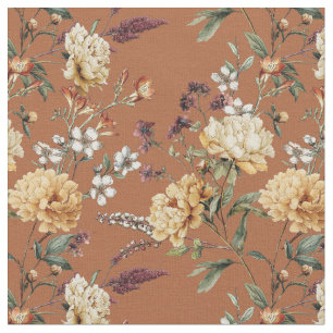 Vintage botanical floral bouquet exotic plants fabric
