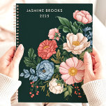 Vintage Botanical Floral Custom Name Planner<br><div class="desc">This stunning design features a vintage-inspired botanical arrangement with vibrant blooms in shades of pink, blue, and cream against a rich green background. Personalized with a custom name and the year 2025, it brings timeless elegance to everyday organization. Perfect for nature lovers, gardeners, or anyone who appreciates classic floral art....</div>