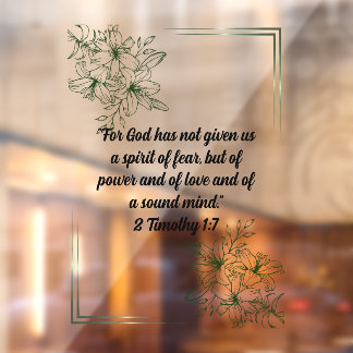 Vintage Botanical Floral Line Art & Bible Verse Window Cling