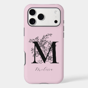 Vintage Botanical Floral Monogram Name 