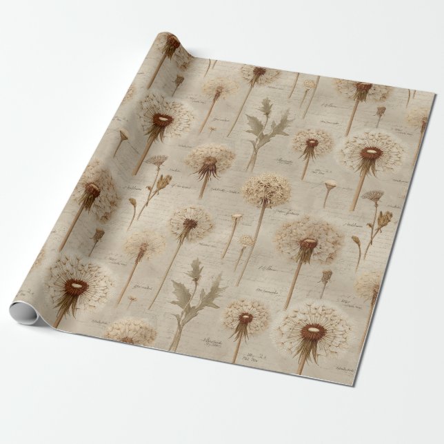 Vintage Botanical Floral Pattern (10) Wrapping Paper (Unrolled)