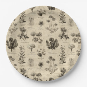 Vintage Botanical Floral Pattern (11) Paper Plate