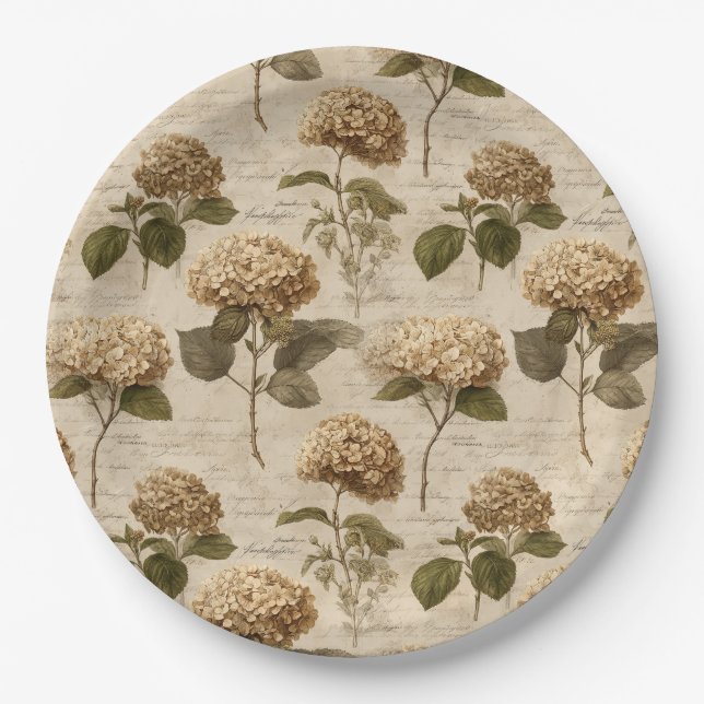 Vintage Botanical Floral Pattern (1) Paper Plate (Front)