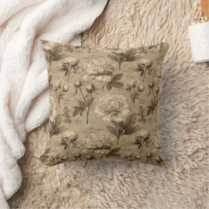 Vintage Botanical Floral Pattern (2) Throw Pillow
