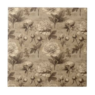 Vintage Botanical Floral Pattern (2) Tile