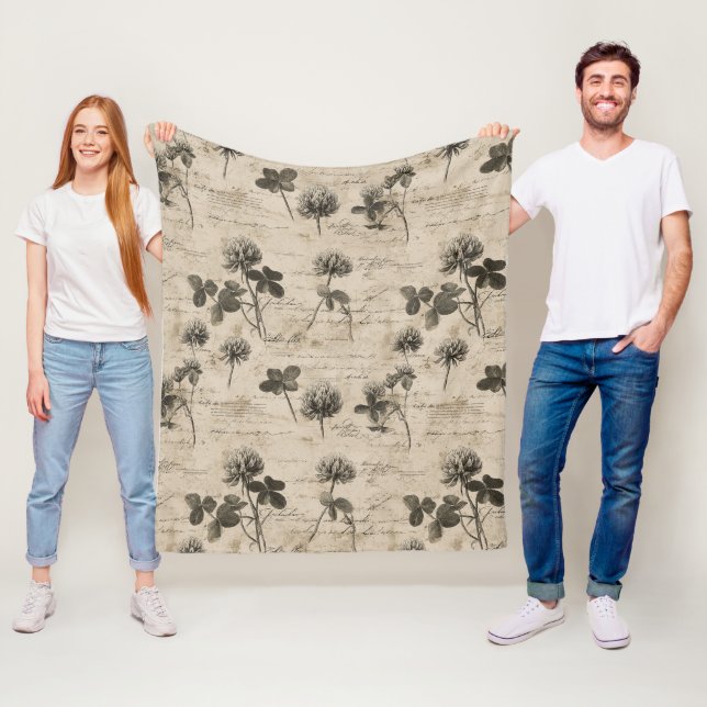 Vintage Botanical Floral Pattern (3) Fleece Blanket (In Situ)
