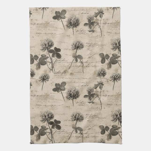 Vintage Botanical Floral Pattern (3) Kitchen Towel (Vertical)