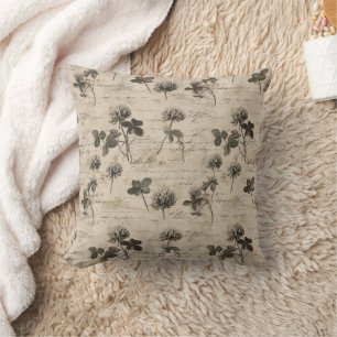 Vintage Botanical Floral Pattern (3) Throw Pillow