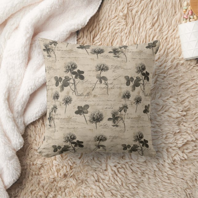 Vintage Botanical Floral Pattern (3) Throw Pillow (Blanket)