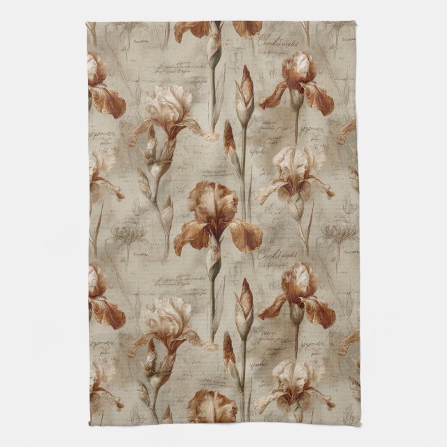 Vintage Botanical Floral Pattern (4) Kitchen Towel (Vertical)