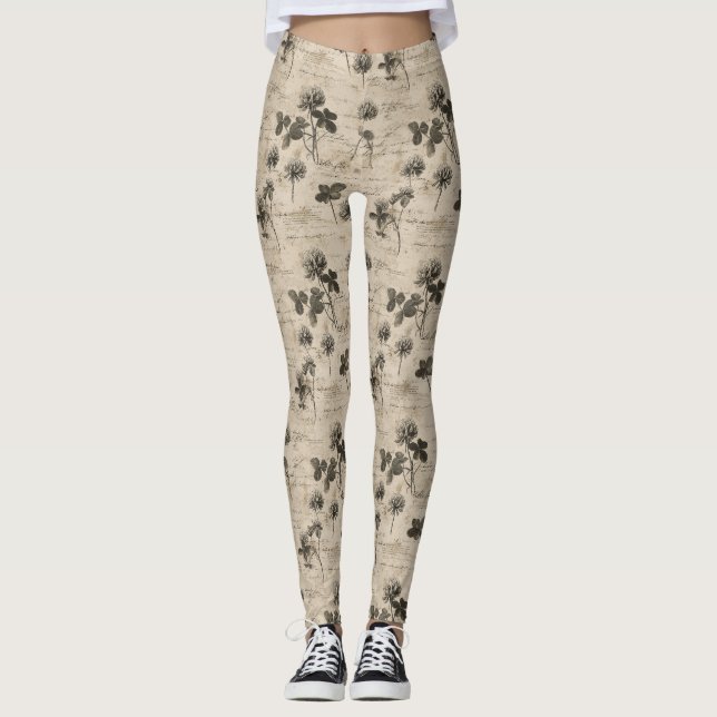 Vintage Botanical Floral Pattern (4) Leggings (Front)