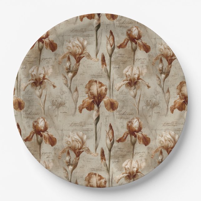 Vintage Botanical Floral Pattern (4) Paper Plate (Front)