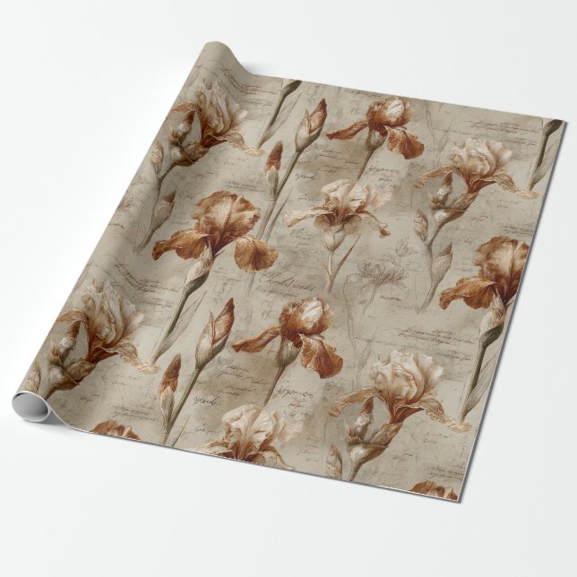 Vintage Botanical Floral Pattern (4) Wrapping Paper (Unrolled)