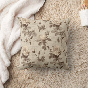 Vintage Botanical Floral Pattern (5) Throw Pillow