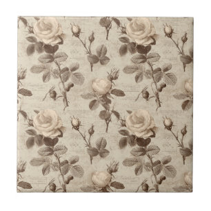 Vintage Botanical Floral Pattern (5) Tile