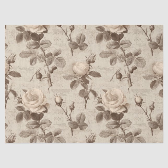Vintage Botanical Floral Pattern (5) Tissue Paper (Front)