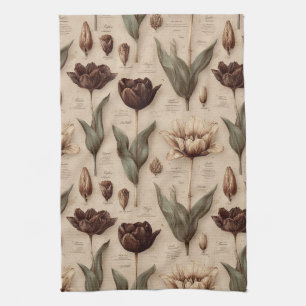 Vintage Botanical Floral Pattern (6) Kitchen Towel