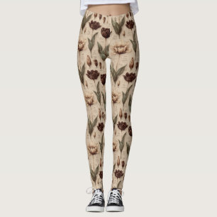 Vintage Botanical Floral Pattern (6) Leggings