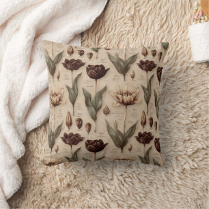 Vintage Botanical Floral Pattern (6) Throw Pillow