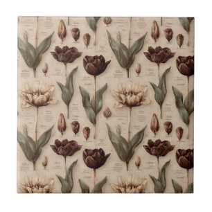 Vintage Botanical Floral Pattern (6) Tile