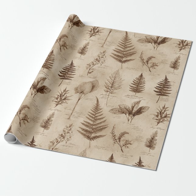 Vintage Botanical Floral Pattern (7) Wrapping Paper (Unrolled)