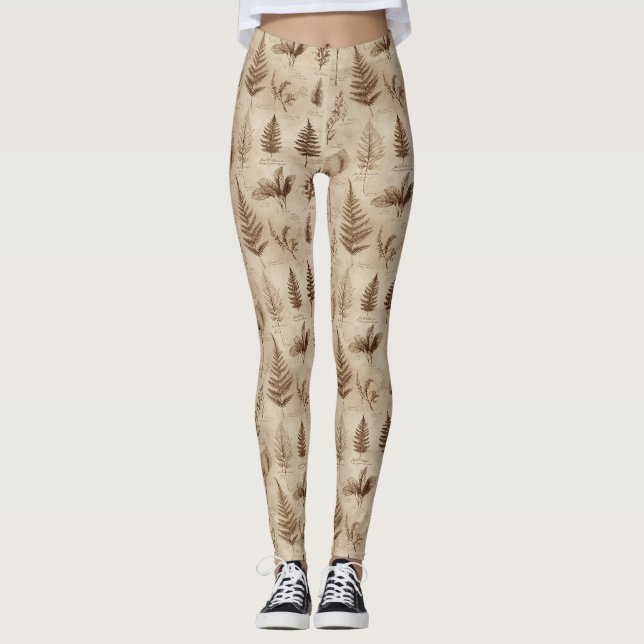 Vintage Botanical Floral Pattern (8) Leggings (Front)