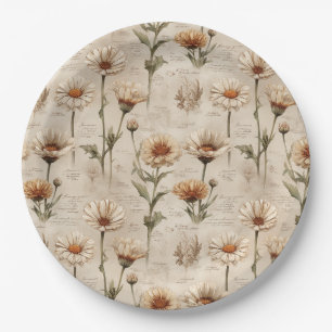 Vintage Botanical Floral Pattern (8) Paper Plate