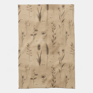 Vintage Botanical Floral Pattern (9) Kitchen Towel