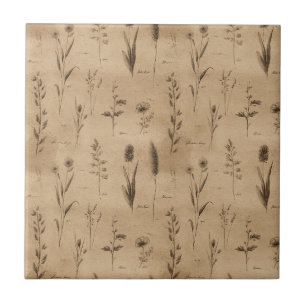 Vintage Botanical Floral Pattern (9) Tile