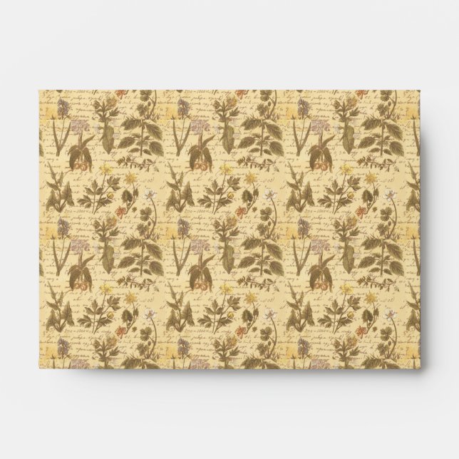 Vintage Botanical Floral Pattern ephemera Envelope (Front)
