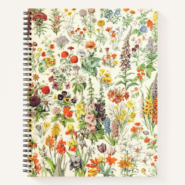 Vintage Botanical Floral Print Notebook (Front)