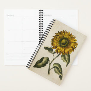 Vintage Botanical Floral Sunflower Planner