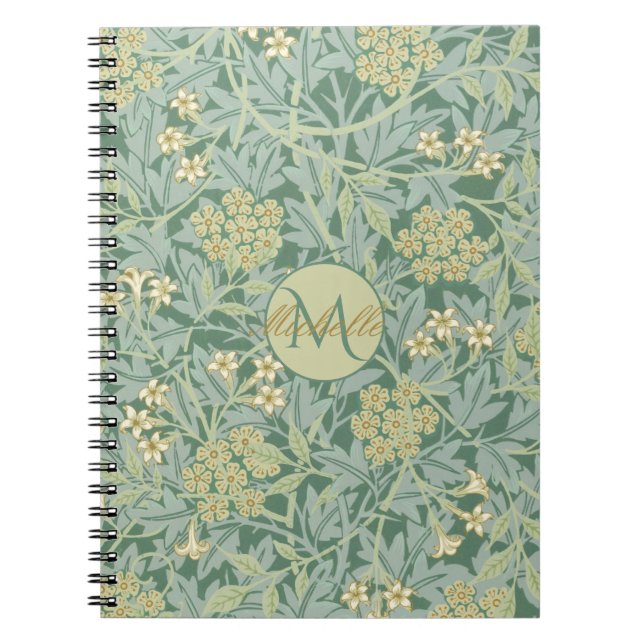 Vintage Botanical Floral Teal and Green Notebook (Front)