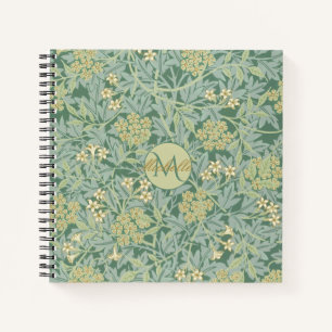 Vintage Botanical Floral Teal and Green Spiral Notebook