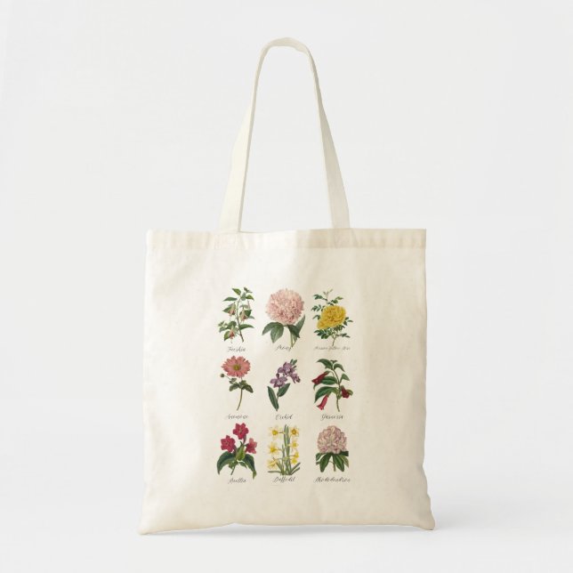 Vintage Botanical Floral Tote Bag (Front)